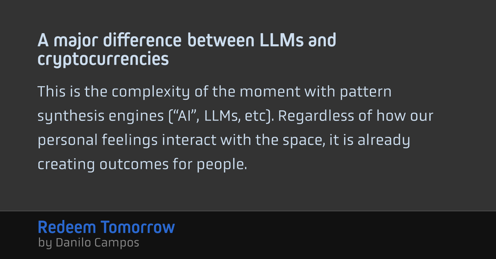 A major difference between LLMs and cryptocurrencies