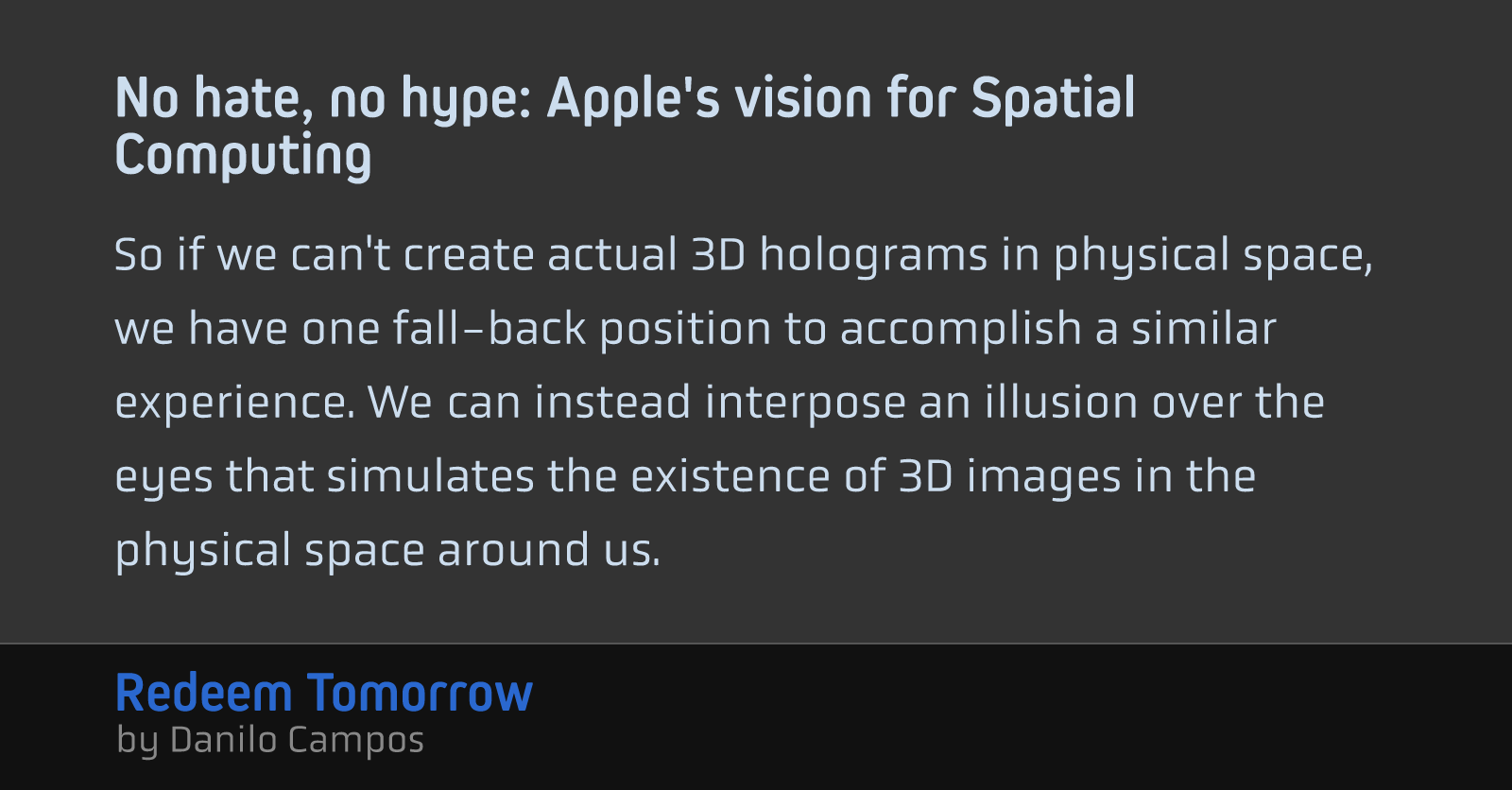 No hate, no hype: Apple's vision for Spatial Computing